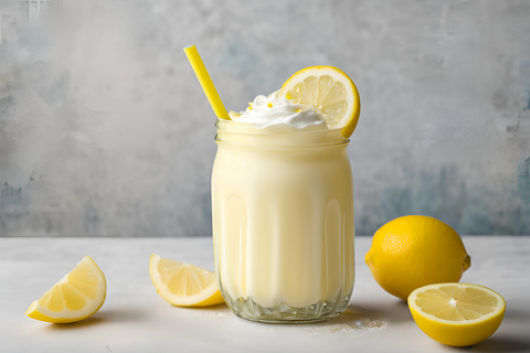 Zitronen-Noghurt-Milkshake mit braunem Zucker